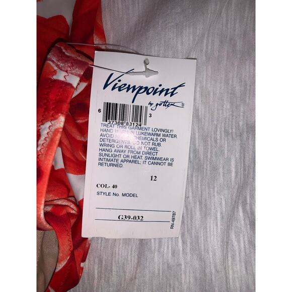 GOTTEX VIEWPOINT White & Red Roses 1 Pc Cut Out Swimsuit Sz 12 NWT - Picture 6 of 8